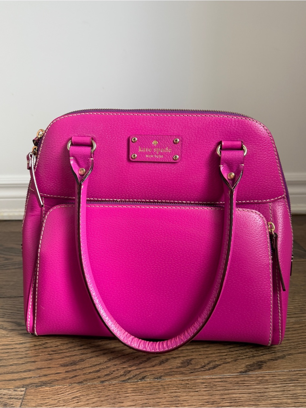 Kate Spade Fuchsia Pink Leather Satchel Handbag - Like New